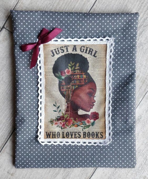 pochette à livres "just a girl who loves books" (femme de couleur)