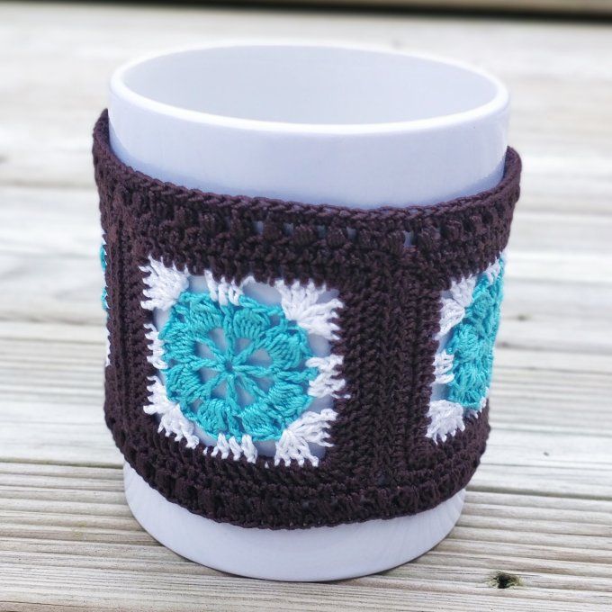 tour de mug chocolat et turquoise