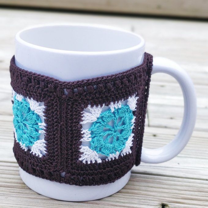 tour de mug chocolat et turquoise