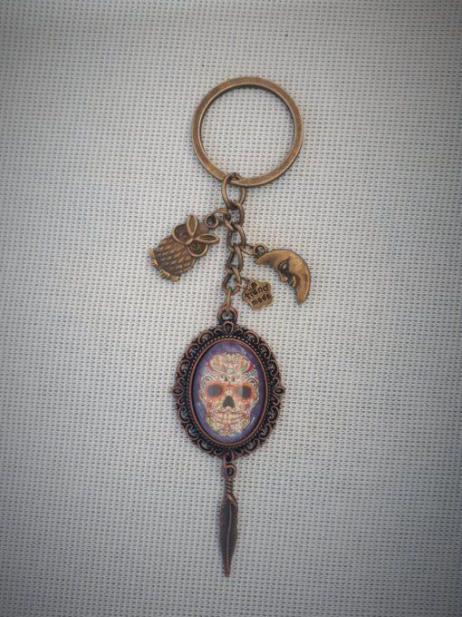 porte clé cabochon crâne mexicain (11)