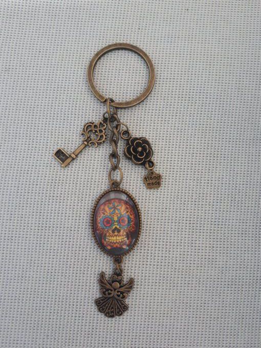 porte clé cabochon crâne mexicain (12)